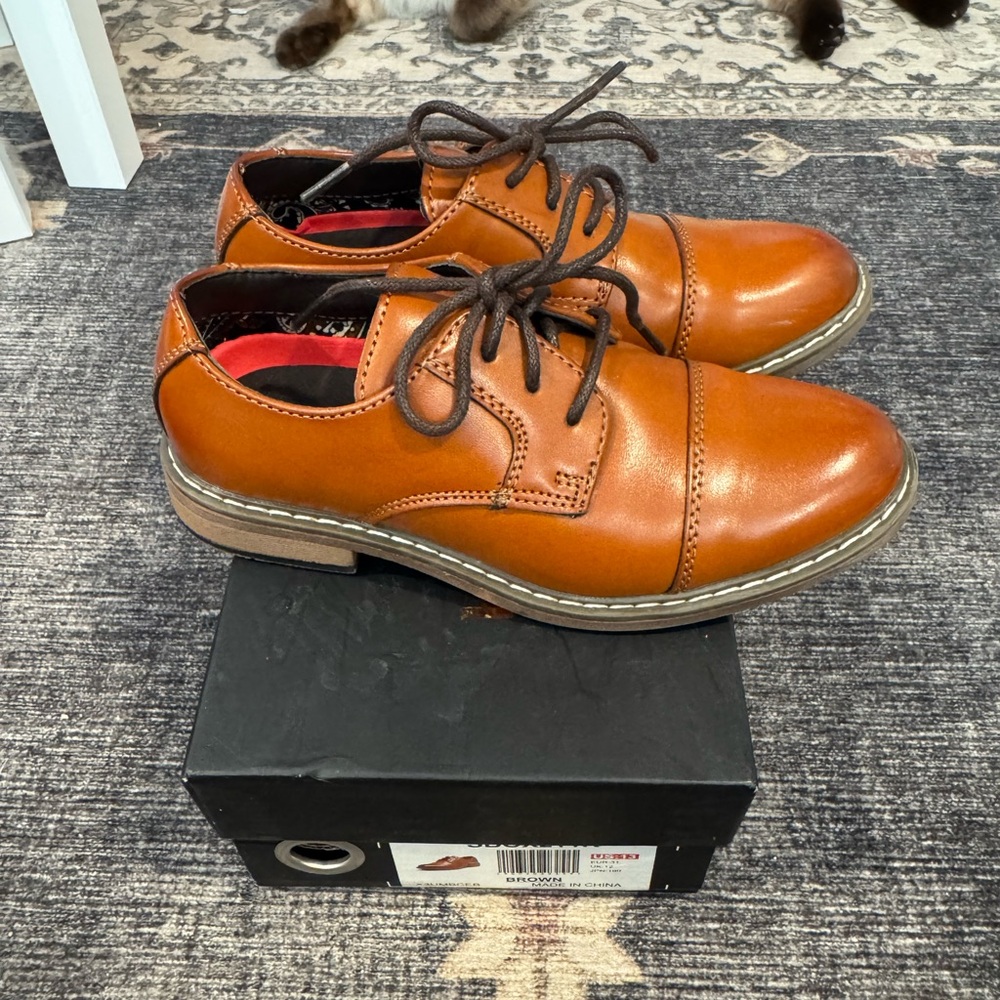 Boys' Bruno Marc Vegan Leather Cap-Toe Dress Shoes size 13